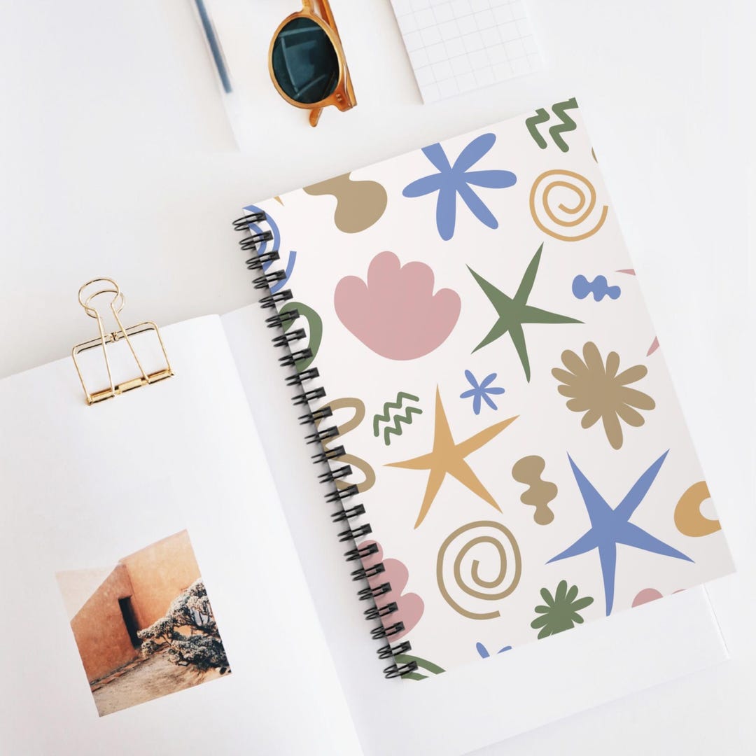 Abstract Pastel Doodles Notebook | Spiral Ruled Journal - Etsy