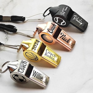 Custom Engraved Whistle, Sports gift for Football Basketball Coach, Thanks gift for teacher, Volleyball Soccer Baseball