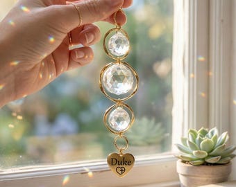 Custom Rainbowl Sun Catcher, Pet Memorial Gift for grandma, Dog Sympathy Gift, Dog Lovers, Mom Gift