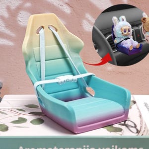 Labubu Have a Seat HEHE ラブブ Labubu Toy Car Seat For Labubu Doll With Air Vent Clip,Cute