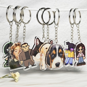 4 Size Custom Photo Keychain, Baby Face Keychain, Logo Printing keychain, Pet Memorial Gift, Dog Cat Keychain, Acrylic Keychain Set
