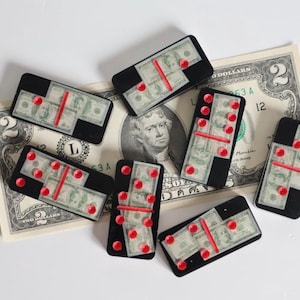 Dominoes set, Money themed Domino board game, board and brain game Domino set, unique and stylish gift, gift for him, gift for here