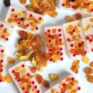 Epoxy resin art Domino board set, Amber Dominoes, Handmade family game, Luxury collectible dominoes with amber, personalized game set