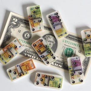 Money themed Domino board game, board and brain game Domino set, unique and stylish gift, gift for him, gift for here, birthday gift