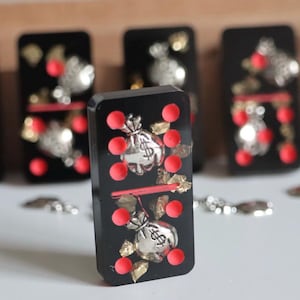 Domino board game, luxury design collectible dominoes money themed, board brain game Domino, unique and stylish gift for him, birthday gift