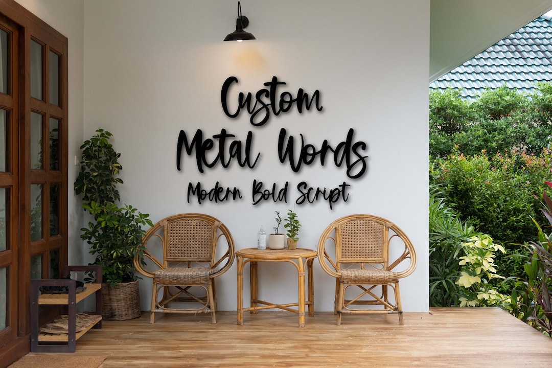 Custom Metal Words, Modern Bold Script Wall Art | Indoor Outdoor Home ...