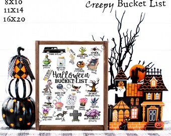 Halloween Bucket List Creepy Printable Digital Design Template Sublimation Instant Download