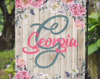 Floral Holz Design Familienname Personalisierte Sublimation Digitales Design Vorlage Sofortiger Download