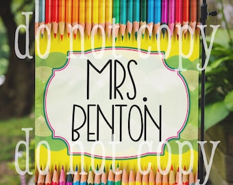 Art Pencils Design Teacher Name Personalized Sublimation Digital Design Template Instant Download