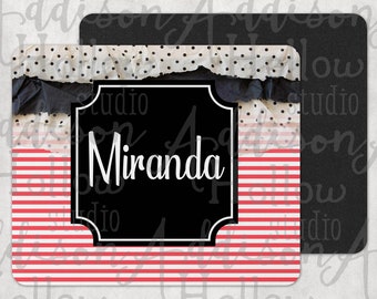 Rosa Streifen Rüschen Punkte Familienname personalisierte Sublimation DIGITAL DESIGN Vorlage Instant DOWNLOAD für Mousepads