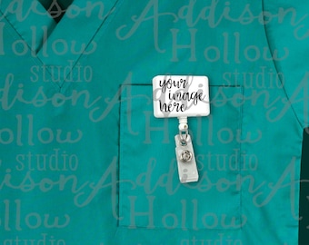 Sublimation Mockup digital image White Badge Reel