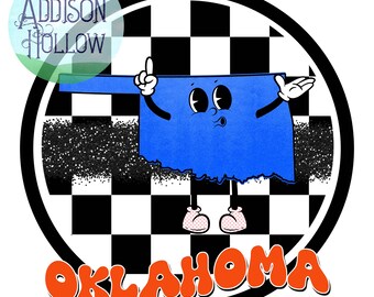 Oklahoma caractère bleu et orange Sublimation Digital Design Template Téléchargement instantané Imprimable