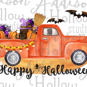 Halloween Truck Aquarel Sublimation Digital Design Template Instant Download