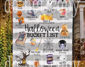 Halloween Bucket List Sublimation Digital Design Template Instant Download