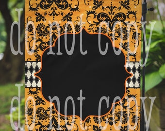 Orange Black Filligree Halloween Design Family Name Personalized Sublimation Digital Design Template Instant Download