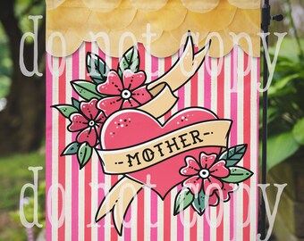 Mothers Day Tattoo Sublimation Digital Design Template Instant Download