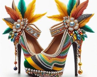 Clipart de zapatos de tacón alto de chica isleña / Tacones de aguja de moda PNG / Ilustración de zapatos glamurosos / Descarga digital para álbumes de recortes