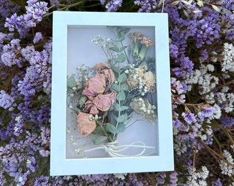 Handcrafted Dried Flower Shadow Box: Rustic Botanical Wall Art