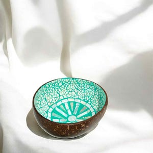 Coconut shell with mother of pearl inlay, Nature Coconut bowl,Hand painted coconut bowl, Colorful coconut shell, Hand made, Christmas gift