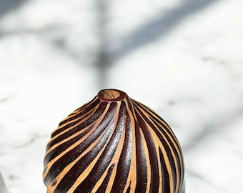 Hand Carved Mango Wood Vase: Black Modern Home Decor