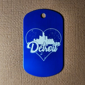 Detroit Michigan skyline in a heart.