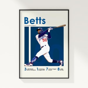 Mookie Betts Los Angeles Dodgers Poster: MLB Baseball Wall Art
