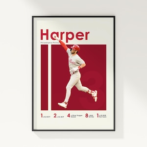 Bryce Harper Poster, Baseball Poster, MLB Poster, Sports Poster, Philadelphia Phillies, Wall Art Decor, Baseball Bedroom Decor, MLB Gift