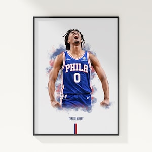 Tyrese Maxey Poster, Basketball Poster, NBA Poster, Sports Poster, Philadelphia 76ers, Wall Art Decor, Basketball Bedroom Decor, NBA Gift