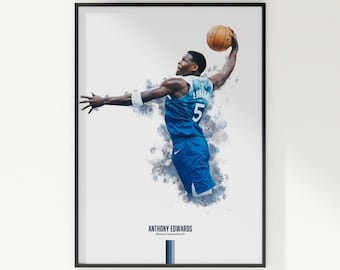 Anthony Edwards Minnesota Timberwolves Poster: NBA Basketball Wall Art