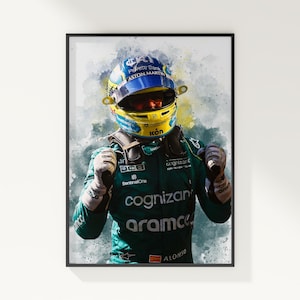 Fernando Alonso Poster, Formula 1 Poster, Car Poster, Sports Poster, Aston Martin, Wall Art Decor, Formula 1 Bedroom Decor, F1 Gift