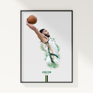 Jayson Tatum Poster, Basketball Poster, NBA Poster, Sports Poster, Boston Celtics, Wall Art Decor, Basketball Bedroom Decor, NBA Gift