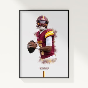 Jayden Daniels Washington Commanders Poster: NFL Football Wall Art