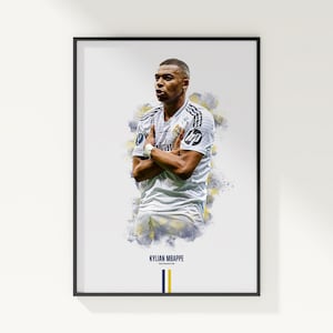 Kylian Mbappe Poster, Football Poster, Soccer Poster, Sports Poster, Real Madrid, Wall Art Decor, Football Bedroom Decor, Soccer Gift