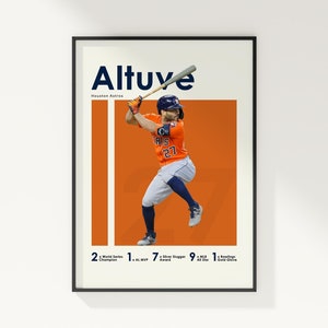 Jose Altuve Poster, Baseball Poster, MLB Poster, Sports Poster, Houston Astros, Wall Art Decor, Baseball Bedroom Decor, MLB Gift