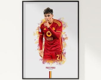 Paulo Dybala Poster, Football Poster, Soccer Poster, Sports Poster, AS Roma, Wall Art Decor, Football Bedroom Decor, Soccer Gift