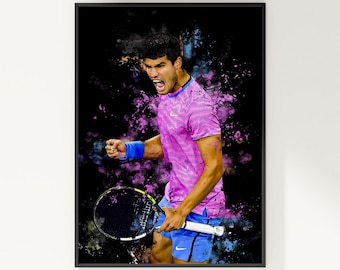Carlos Alcaraz Poster, Tennis Poster, Tennis Print, Sports Poster, Wall Art Decor, Tennis Bedroom Decor, Tennis Gift