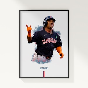 Jose Ramirez Poster, Baseball Poster, MLB Poster, Sports Poster, Cleveland Guardians, Wall Art Decor, Baseball Bedroom Decor, MLB Gift