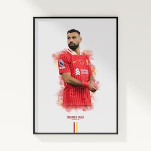 Cartaz de Mo Salah, Cartaz de Futebol, Cartaz de Futebol, Cartaz de Esportes, Liverpool FC, Decoração de Arte de Parede, Decoração de Quarto de Futebol, Presente de Futebol