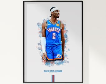 Shai Gilgeous-Alexander Oklahoma City Thunder Poster: NBA Basketball Wall Art