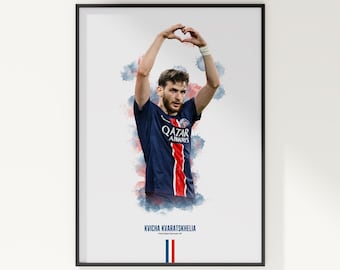 Kvicha Kvaratskhelia Paris Saint-Germain Poster: Ligue 1 Football Wall Art