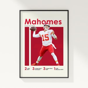 Patrick Mahomes Kansas City Chiefs Poster: NFL Football Wall Art