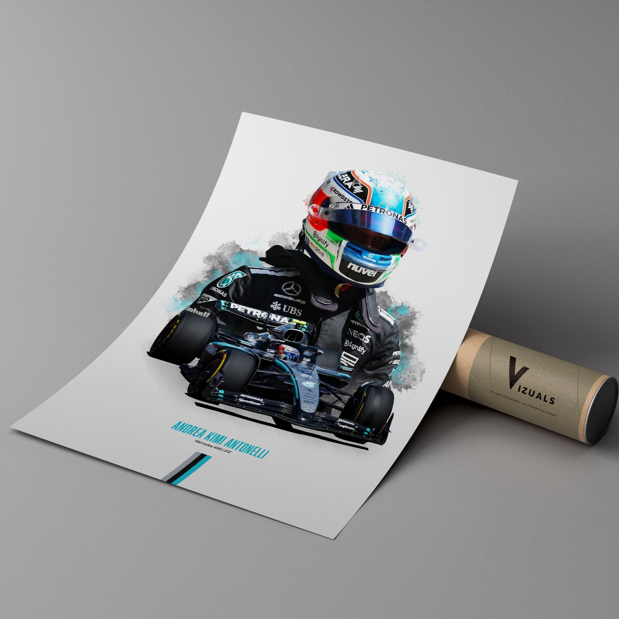 アンドレア・キミ・アントネッリ 2025 メルセデス ポスター：F1