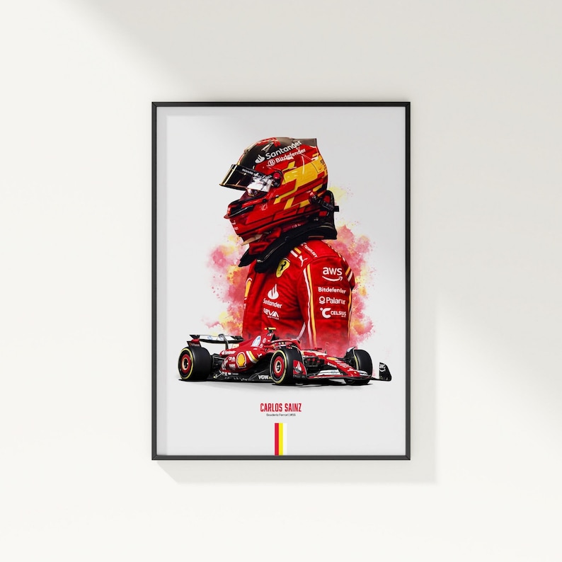 Carlos Sainz 2024 Poster, Formula 1 Poster, Car Poster, Sports Poster ...