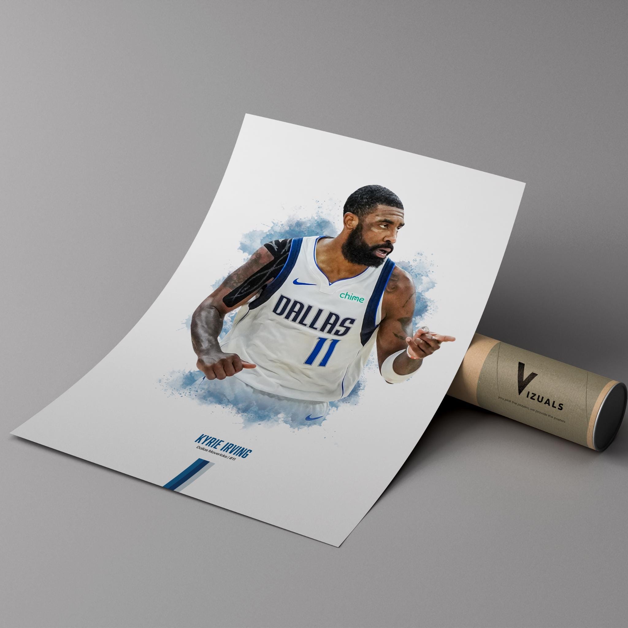 Affiche Déco Kyrie Irving Dallas Mavericks - Poster Vintage NBA, Prêt à Accrocher