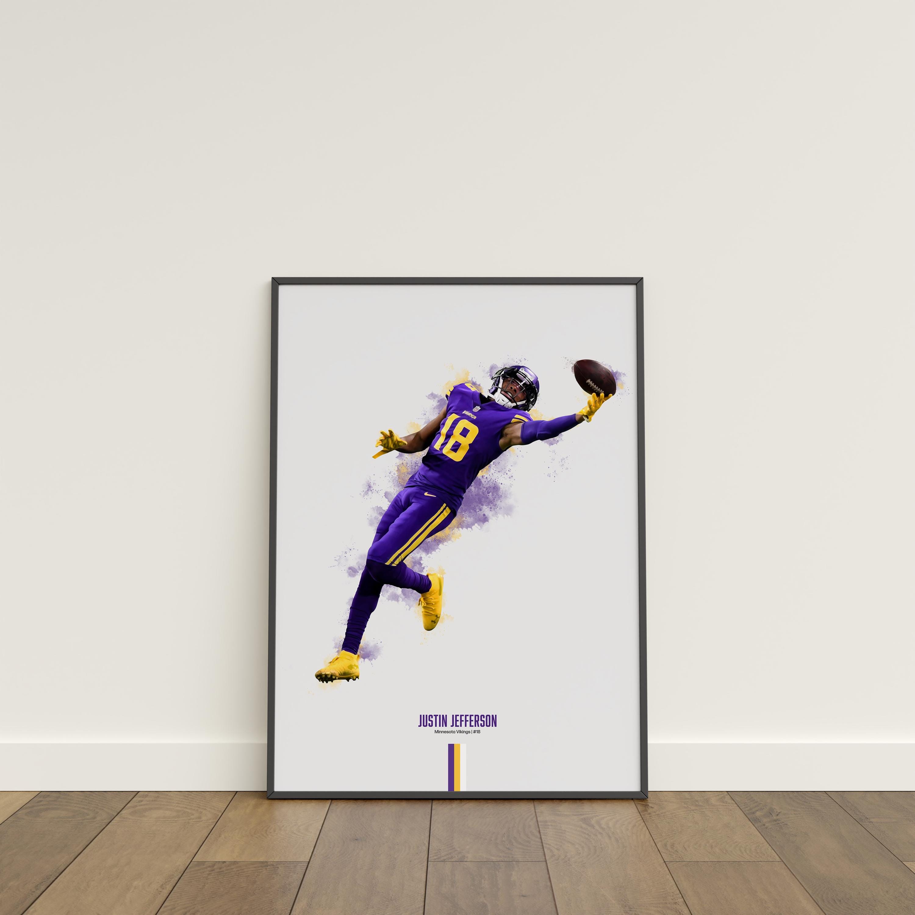 Justin Jefferson Minnesota Vikings Poster: NFL Football Wall Art