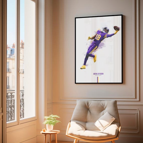 Justin Jefferson Minnesota Vikings Poster: NFL Football Wall Art