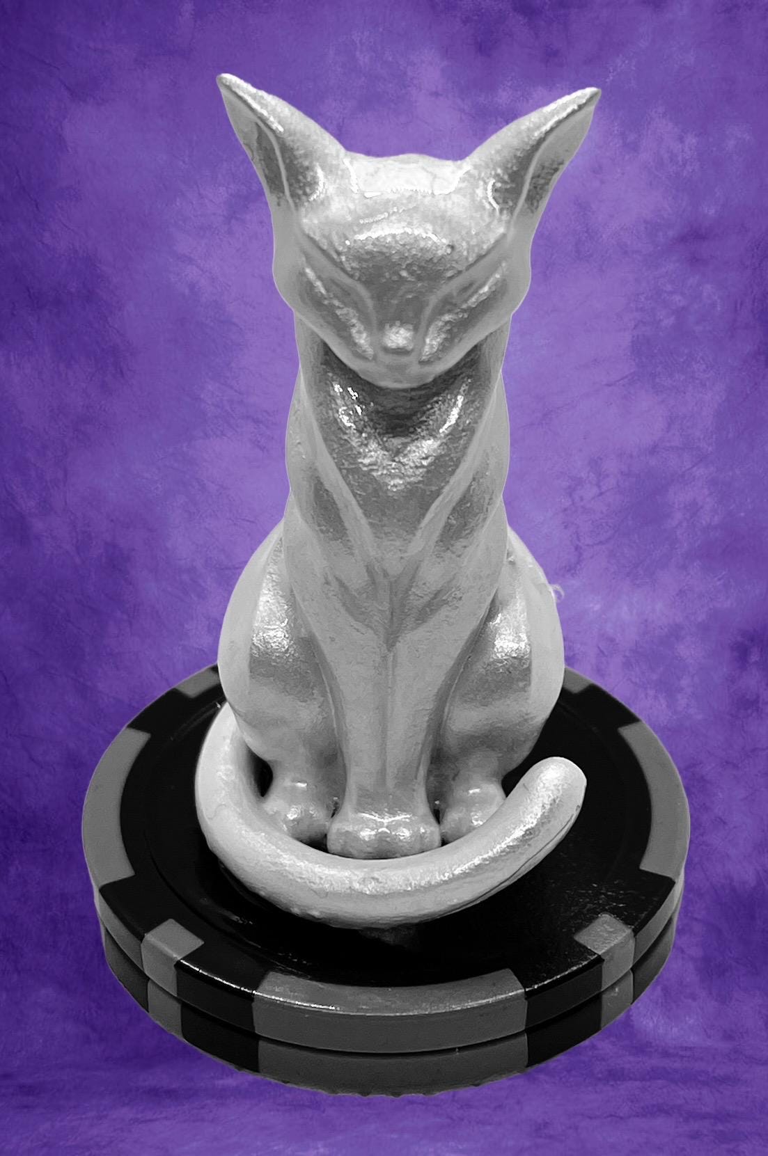 Cat Statue Poker Card Protector. 3D Printed and Hand Painted to Order