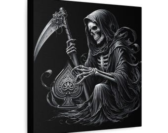 Lienzo decorativo para pared con pala de póquer y la muerte