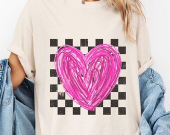 Retro Checkered Heart PNG, Valentines Day Png, Valentines Day Sublimation Design, Heart Png, Trendy Retro V-day Png, Love Png