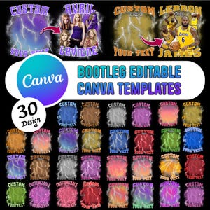 30x Custom Bootleg Rap Tee Canva Template, Editable Bootleg Shirt, Custom Photo Birthday Concert Shirt, Viral Sublimation Canva shirt Design